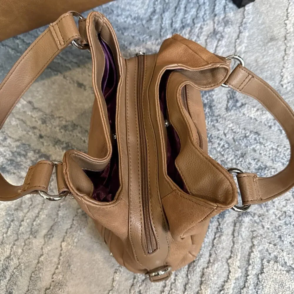 Worthington Genuine Leather Handbag Purse Shoulder Bag Tan